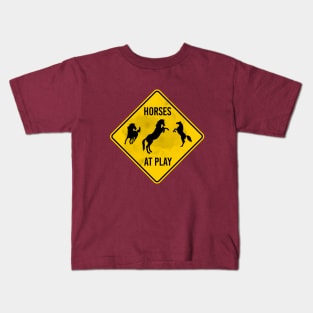 HORSES AT PLAY Kids T-Shirt